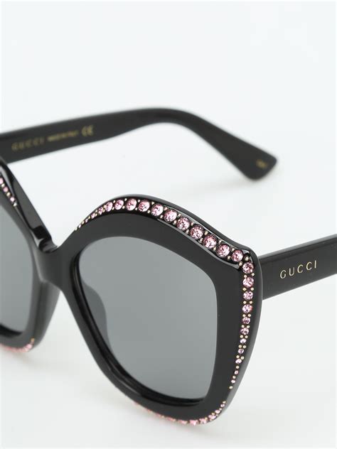 gucci sunglasses women pink lens|pink Gucci sunglasses with rhinestones.